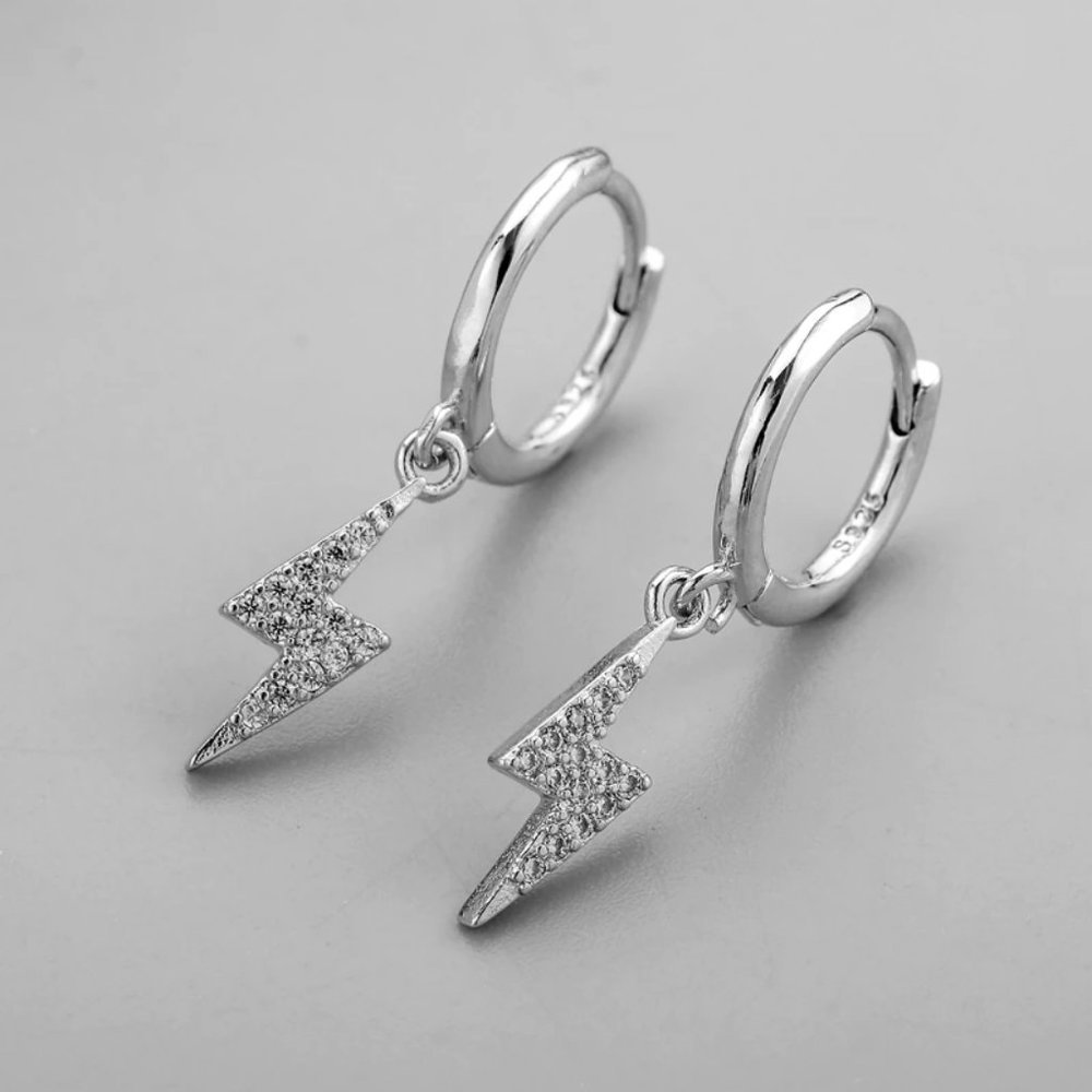 *NEW 925 Sterling Silver Lightening Bolt Earrings - Picture 4 of 8